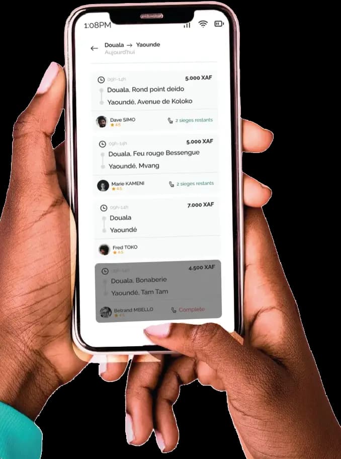 Capture d'écran de l'application mobile Book&Go